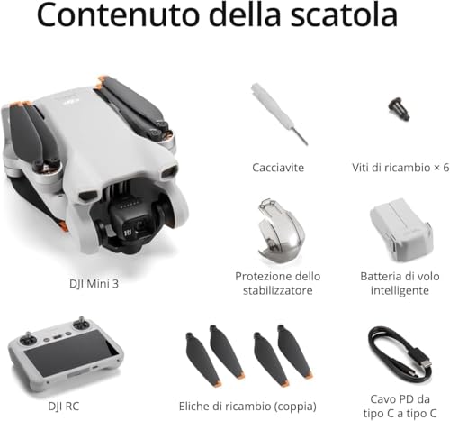 Mini 3 (con RC) Bundle– Mini Drone con Fotocamera Leggero e Pieghevole con Video in 4K HDR, Autonomia di 38 Minuti, C0 (Lettore di schede + scheda di memoria + spina) - Gadget - Immagine 6