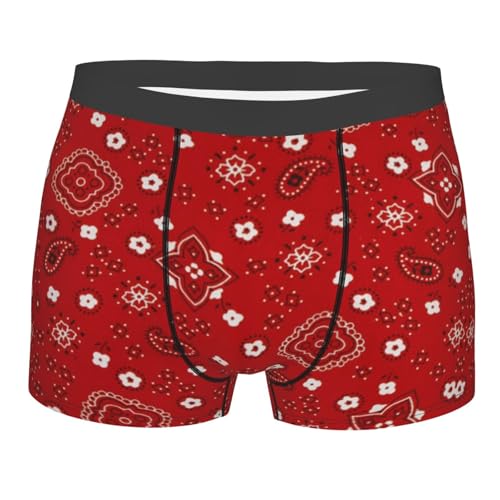 Men's Underwear Bandana Prints Red Moisture-Wicking Boxer Briefs