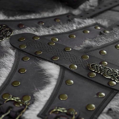 Chauffe-bras viking en cuir et brasselets médiévaux de caractère - 5