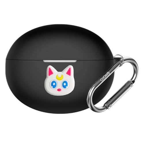 Image of Silicone Case Cover Compatible for OnePlus Buds 4 with Carabiner (White Cat)