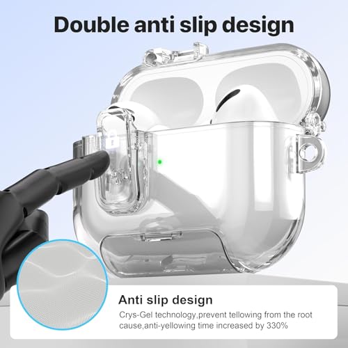 Image of Meyaar for AirPods Pro 3 Case, Clear Magnetic Automatic Lock Cases with Phone Stand with Keychain Case for Airpod Pro 3 for Men & Women (Clear)