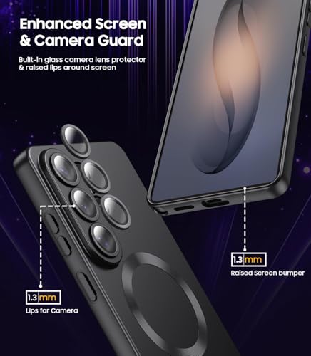 Image of DIZORO Compatible with Samsung S26 Ultra Case, Compatible with MagSafe, Matte Luxury Metallic Luster Flexible TPU Wireless Charging Shockproof Case with Lens Camera Protector Back Cover (Black)