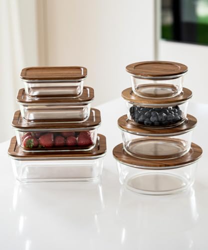 Zoha Frischhaltedosen Glas Set 8-teilig – Vorratsdosen Glas mit Akaziendeckel BPA-frei – luftdichtes Frischhaltedosen Set – mikrowellengeeignet & ofenfest – Glasbehälter für Meal Prep & Aufbewahrung