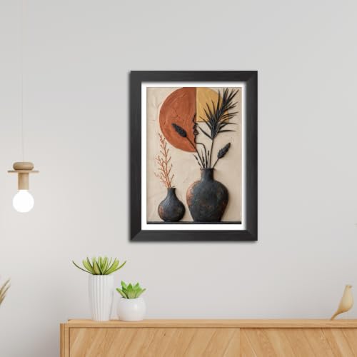 Image of TenorArts Planters Art 3D Clay Textured Digital Art Print Photo Frame, Modern Art Abstract Painting For Bedroom Living Room Home and Cafe Decor | Minimal Drawing Black Framed Posters for Decoration (9x12 inches) [CL-F21]