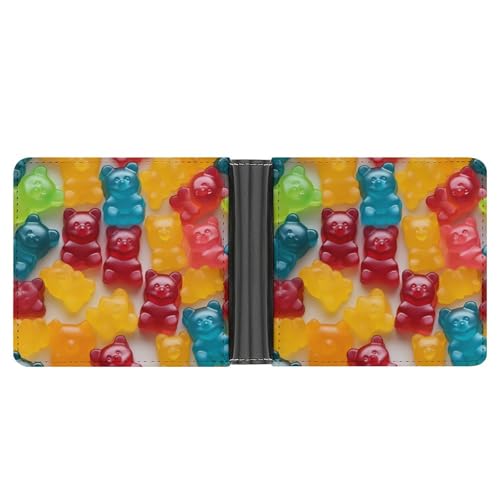 Gummy Bears Candies Funny Billfold Wallet Credit Card Holder Slim Passcase Pouch Purse for Men Women