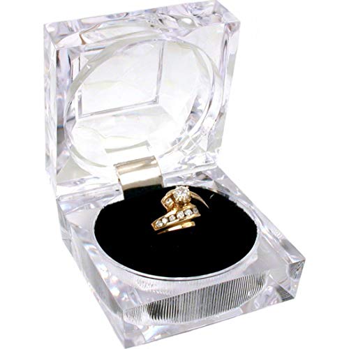 Elepure Thickened 12 Pcs Clear Crystal Ring Gift Boxes Earrings Jewelry Storage Box Acrylic Display Organizer Case For All Kinds Of Ring Earrings Velvet Insert Black, 1.8" X 1.8" X 1.8" #TOP2