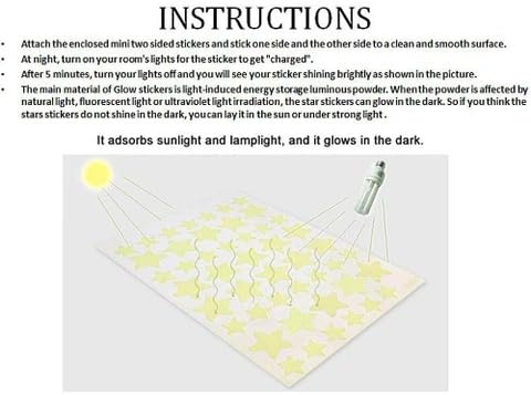 Image of Glow in The Dark Stars & Moon Wall Stickers for Kids Room - Radium Adhesive Decals for Bedroom Ceiling, Nursery Wall Decor - Luminous Night Sky Stickers for Home Decoration (Stars + Moon Set)