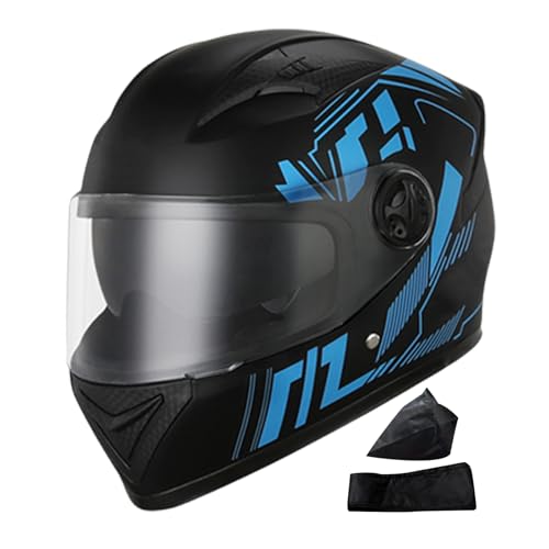 HiXip Cascos De Moto para Hombres,Cascos para Adultos Moto - Cascos integrales Resistentes al Viento,Cascos Integrales, Cascos Protectores Transpirables para Moto con Visera Solar y Bufanda