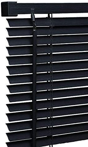 My Home Store PVC window Venetian Blind Blinds Easy Fit Trimmable Fittings Window Treatment Shutter Twist Open Close (Black-PVC, 90cm wide (35.4") x 150cm Drop)