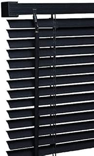 My Home Store PVC window Venetian Blind Blinds Easy Fit Trimmable Fittings Window Treatment Shutter Twist Open Close (Black-PVC, 90cm wide (35.4") x 150cm Drop)