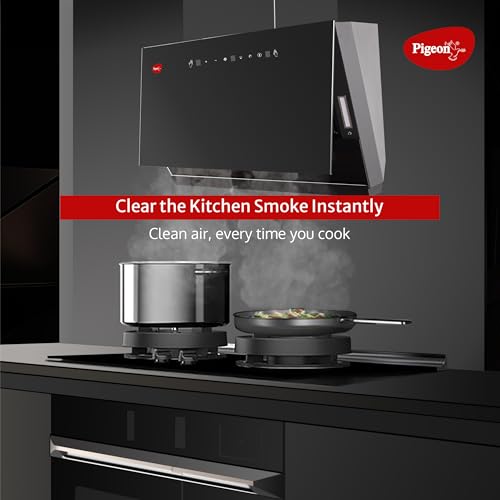 Image of Pigeon Xtream DLX 75 cm BLDC Slant Kitchen Chimney 1500 m3 /hr | Filterless Autoclean Kitchen Chimney | 12 Years Motor and 2 Years Comprehensive Warranty |Black | 9 Speed Touch Control + Motion Sensor