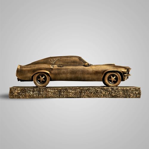 Image of SILAII 1969 Ford Mustang Car Replica Sculpture in Antique Bronze Finish | Collectible Home Decor