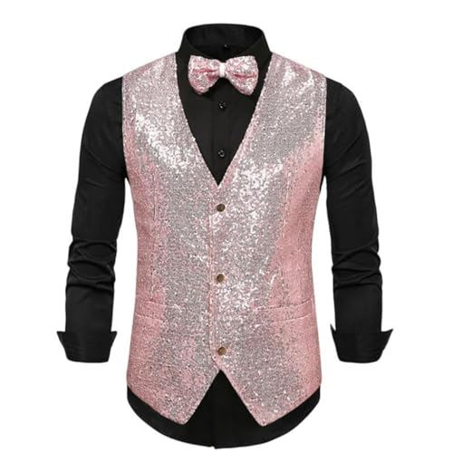 Chaleco de lentejuelas para hombre con brillo escénico y ajuste regulable