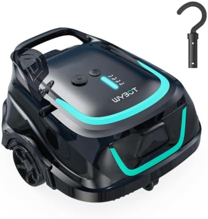 WYBOT A1 Robotic Pool Cleaner – Dual Layer Filtration, Strong Suction, 130 Mins Runtime, Robot Pool Vacuum for Above Ground & Flat Pools up to 1100 Sq. Ft., 4 Cleaning Modes (Jet Black Matte)