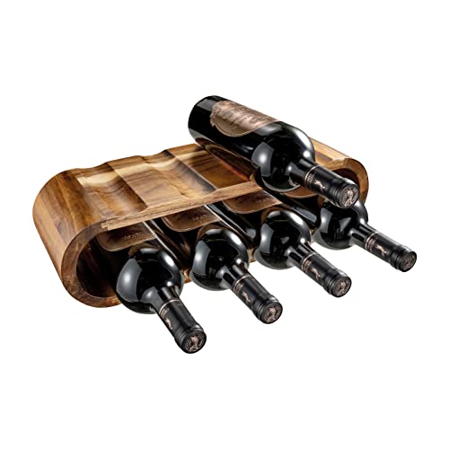 Gegado Wine Racks Countertop Bottle Holder - 2 Tier 8 Bottle Acacia Wood Wine Storage Racks Small Wine Rack Organizer Rustic Wine Rack Wooden Wine Bottle Holder Stand For Tabletop Cabinet Bar Pantry #TOP29