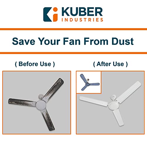 Image of Urbane Home PVC Dot Print Dust Proof Three Blade Ceiling Fan Cover (Blue)