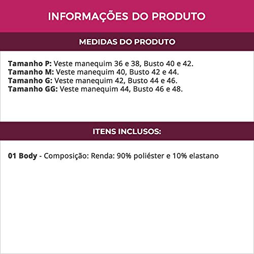 Body em Renda Transparente com Fita - LB1111