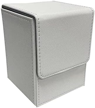 Venssu Card Deck Box, Vertical Card Deck Case,Card Storage,Deck Card Box,cardboard box,commander deck box, card deck box,trading card box, Leather Large Size Fit 100 Plus Sleeved Cards Compatible with board game MTG TCG CCG (White)