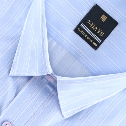 Image of 7-DAYS Men's Premium Striped Formal Shirt - Cotton Rich, Regular Fit, Full Sleeve, with Pocket, Wrinkle Resistant - Stylish Office & Everyday Wear.