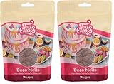 FunCakes Deco Melts Lila - Trempez, coulez, arrosez et décorez ! Faire fondre brièvement au micro-ondes ou au bain-marie, 250 g (Lot de 2)