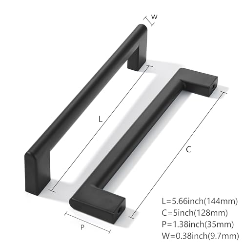 khtumeware 5 Inch Hole Center 6 Pack Matte Black Cabinet Pulls Heavy Duty Solid Kitchen Drawer Handle, Hardware for Bathroom, Drawer, Cabinet, Door Cabinet by khtumeware - Used condition - Image 2