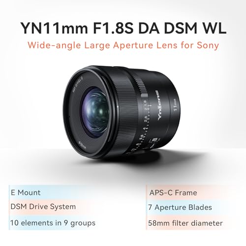 YONGNUO YN11MM F1.8S Lens for Sony, 11mm F1.8 Large Aperture Fixed Prime Lens, Auto Focus APS-C Frame, Ultra Wide Angle Lens for Sony E Mount Mirrorless Cameras - Thumbnail 2