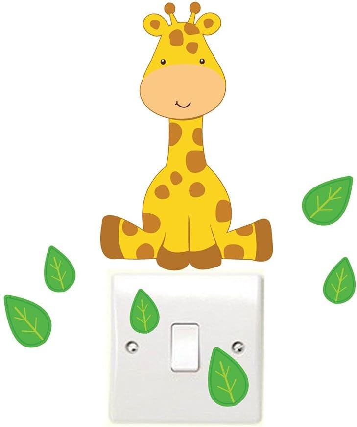 Giraffe and Leaves Light Switch Wall Sticker Children's Bedroom Playroom Perfect for Any Themed Room