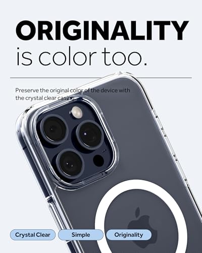 Image of Spigen Caseology Quartz Crystal Mag Back Cover Case for iPhone 15 Pro Max, MagSafe Compatible, Clear Transparent - PC+TPU | Crystal Clear