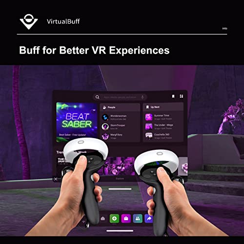 Virtualbuff Controller Grips For Meta Oculus Quest 2 - Extended Handle And Easy Battery Replacement, Vr Accessories With Silicone Cover And Leather Adjustable Hand Knuckle Straps #TOP6