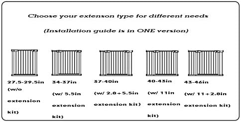 Miniatura 8 de MTB Home Puerta para mascotas de 34 a 37 pulgadas de ancho incluye kit de extensión de 55 pulgadas paquete de 4 kits de montaje a presión paquete de