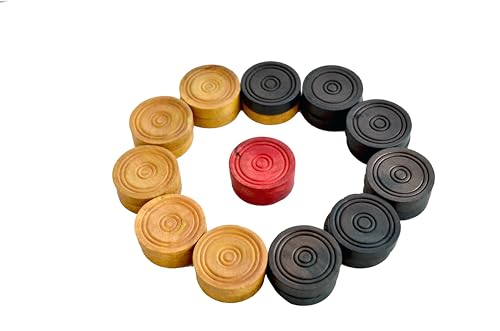 Image of Synco Professional Wooden Carrom Coins Set | 24 Carrom Board Coins in Special Case (Platinum Coins)