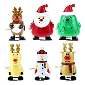 6 Stuks Kerst Wind Up Speelgoed: Kerst Uurwerk Speelgoed Funny Santa Sneeuwpop Elanden Boom Lopen Speelgoed Feestelijke…