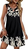Summer Dresses for Women Casual Sleeveless Sundress Floral Loose Fit Beach Cover Up with Pocket（White Floral, L
