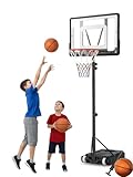 Vcloo Basketballkorb Outdoor Kinder Höhenverstellbar: 5 Stufen 150-210cm Mitwachsender Basketballständer für Kinder 4-14 Jahre|Für Draußen Garten und Hof Leicht zu Montieren & Bewegen|Inkl. Basketball