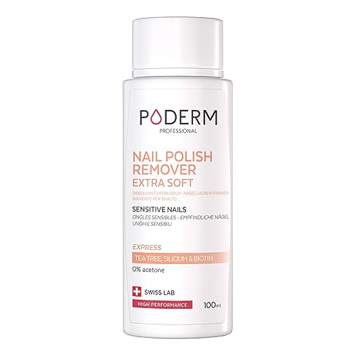 Image of PODERM - NAIL POLISH REMOVER EXTRA MILD TEA TREE - Quick & Easy Nail Polish Removal - Acetone-Free - Nail Fortifying & Nourishing - Perfect for Delicate Nails - 100ml - Swiss Lab