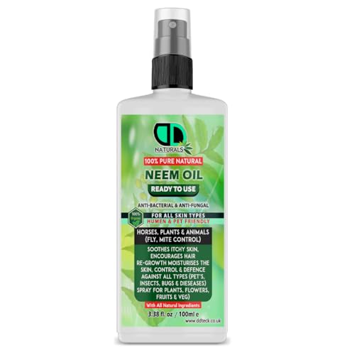 DD Teck Organic Neem Oil A Natural Garden Bug Spray for Plants & Horses.- Insect Repellent & Bug Repellent for House, Skin Care, Hair Growht (100ML SPARY)
