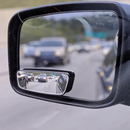 image for Ampper Rectangle Blind Spot Mirror, HD Glass ABS Housing Convex Wide A
