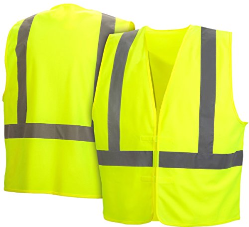 Pyramex Safety Hi-Vis Safety Vest With Reflective Tape, Hi-Vis Lime, 2X-Large #TOP2