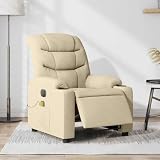 HBFDSFG Electric Massage Recliner Chair with 135 Degree Recline, 6 Vibration Massage Points, USB Powered, Cup Holders and Side Pocket, Cream Fabric