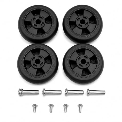 Image of Luggage Replacement Wheels Set of 4 with Axles Screws | Heavy Duty Trolley Suitcase Spare Wheels Smooth Silent Rolling Repair Black