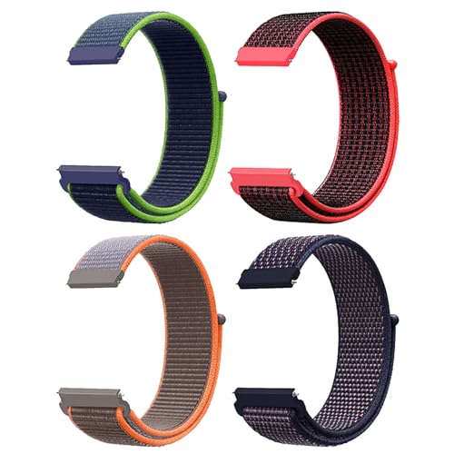 ZXTGBQ 4 Piezas Correa Reloj Inteligente, Correas Ajustables de Nailon Elástico Solo Loop, Compatible con Correas de Relojj, CCorreas Reloj Inteligente, CCorrea Smartwatch 22mm, CCorrea Nylon