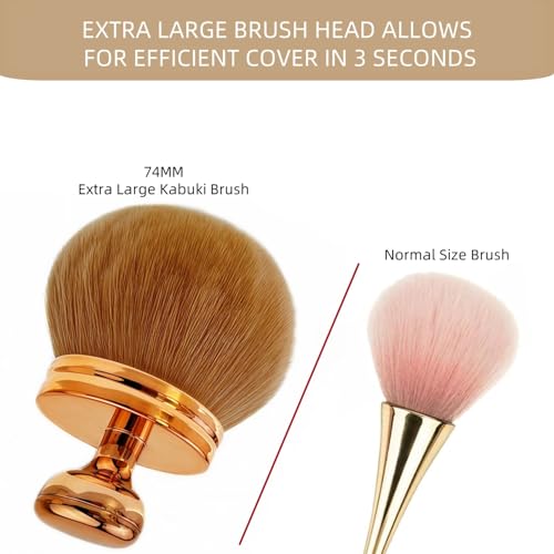 Extra Large Blend & Blur Body Brush for Self Tanner, Tanning Blending Brush, Self Tan Leg Makeup Applicator, Ultra Soft Kabuki Brush for Body Coverage, With Travel Bag (ROSE GOLD with travel bag) — view 5