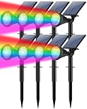 Tadyreal Solar Lights Outdoor Waterproof Color Changing 180° Adjustable RGB Solar Powered Landscape Spot Lights for Yard 7 Lighting Modes Solar Spotlights for Pathway Garden Outside (8 Pack)