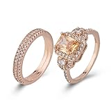 LRGKMCWTOB Gorgeous 18K Rose Gold Filled Morganite Ring Engagement Bridal Women Jewelry Set Size 6-10 (Size 8), Size 6, Gold,Rose, Morganite