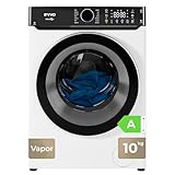 EVVO Lavadora Carga Frontal NOVA Q10 - Lavadora 10Kg, Motor Inverter eDRIVE, 1400 RPM, Efic. Energética A, Función Vapor, Tambor ePROTECT, Muy Silenciosa, Gran Pantalla Táctil, 14 Programas