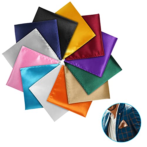 URAQT Pañuelos para Hombres Bolsillos, 12pcs Handkerchiefs Set de Negocios y Informal, Pañuelo de Bolsillo Cuadrado de Sedoso y Brillante, Pañuelos de Tela Regalo para Hombres (22X22cm, Vistoso)