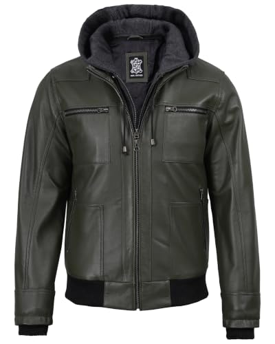 Image of Blingsoul Leather Jacket Men With Detachable Hooded - Real lambskin Leather Jackets For Mens