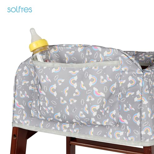 Dual-Belt High Chair Cover, Baby High Chair Cover, Upgrade Version, for Wooden or Restaurant High Chair, Sturdy and Robust Material, Gray Rainbow - Thumbnail 5