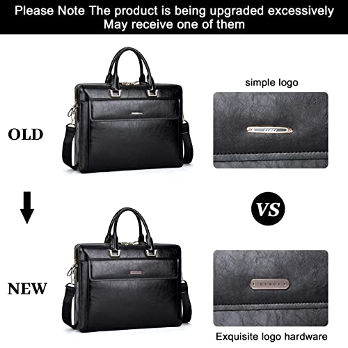 Cluci Briefcase For Women Leather Slim Large Business Work 15.6" Laptop Stylish Flap Crossbody Handbag Tote Shoulder Bag Black #TOP1
