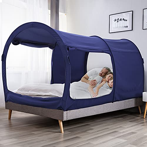 Leedor Bed Tent Dream Tents Bed Canopy Shelter Cabin Indoor Privacy Warm Breathable Pop Up Full Size For Kids And Adult Patent Pending Navy(Mattress Not Included) #TOP5
